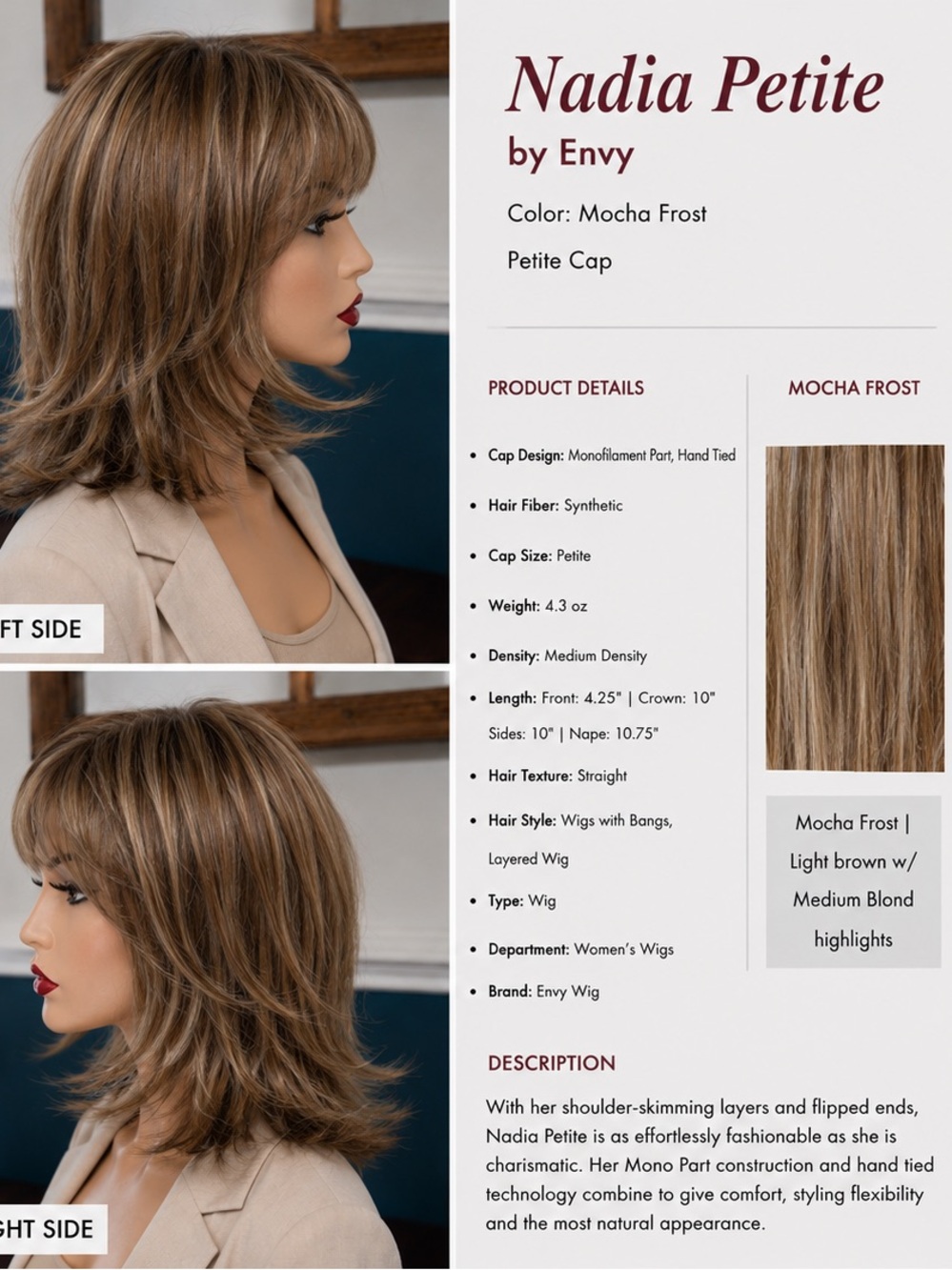Envy Nadia Petite Wig - Mocha Frost